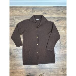 Louise Kennedy Jacket 100% Wool Long Cardigan Sweater Brown Heavy Sz M